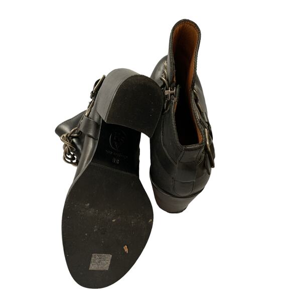 ASH Leather Ankle Moto Boots Heels Chains 6.5 - Picture 4 of 6